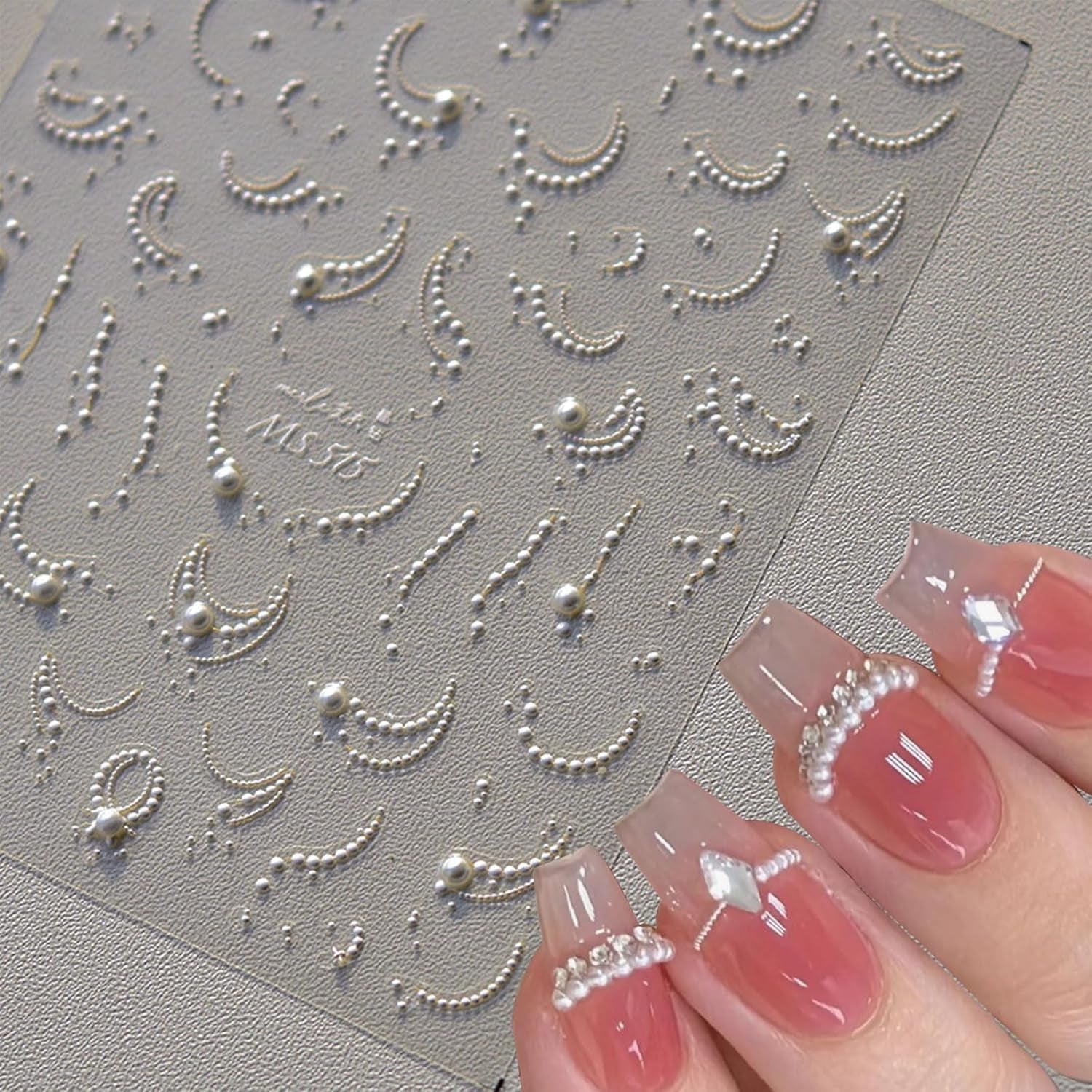 JMEOWIO 3D Nagelsticker Perlenlinie Nail Art Naklejka Selbstklebend Nagelaufkleber 5D Stereoskopisch Dekoration Nageldesign Zubehör 1 Blatt