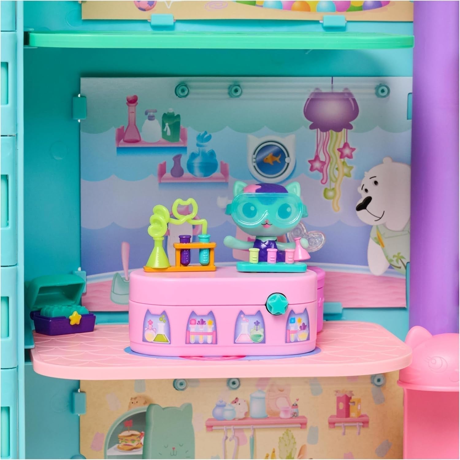 Domek dla lalek Gabby™S, zestaw mebli Bobble Kitty z surykatkami Figurka kota z meblami i akcesoriami do domku dla lalek, domki dla lalek w wieku od 3 lat Sklep Naty