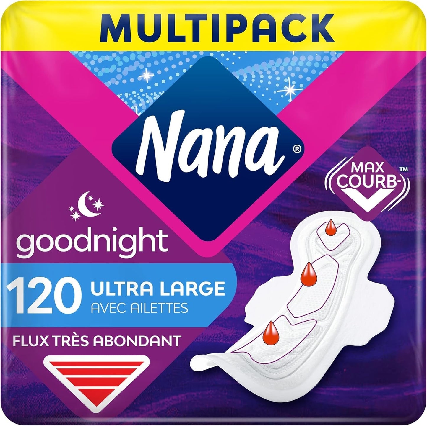Podpaski higieniczne Ultra Goodnight ze skrzydełkami - Flux Very Abondants - 10 chusteczek w pojedynczych saszetkach