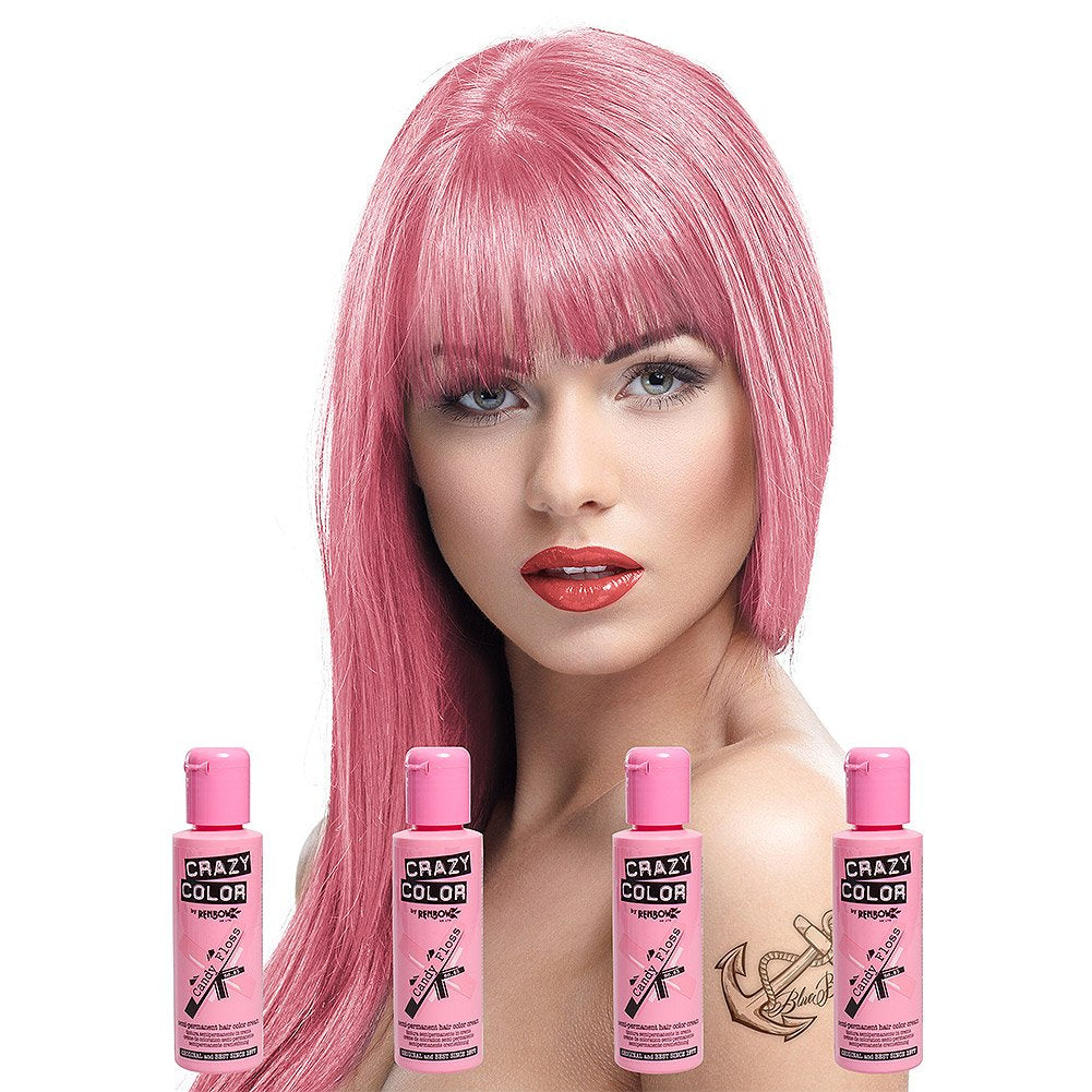 GO TOXIC Półtrwały krem koloryzujący UV do włosów 100 ml (1 opakowanie) Naty Shop Candy Floss różowa farba do włosów 100 ml (4 opakowania)