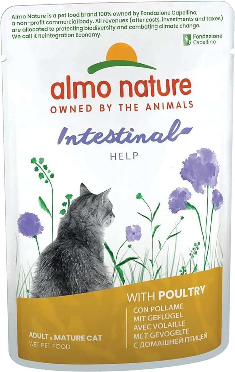Almo Nature Functional - Intestinal Help - Mokra karma dla dorosłych i dojrzałych kotów z wrażliwymi jelitami - z drobiem - wspiera mikrobiom - 70 g (opakowanie 30 szt.)