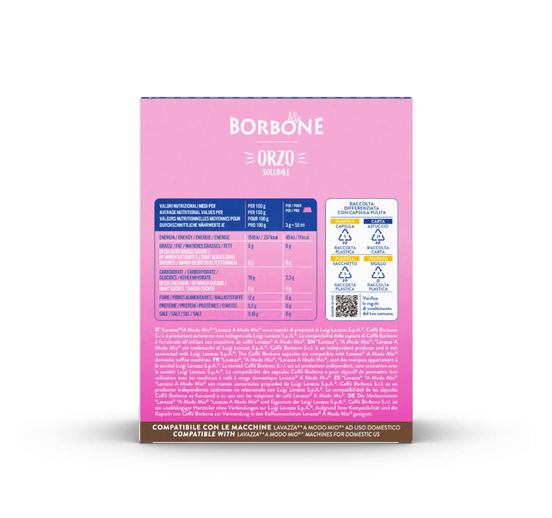 Caffè Borbone Malzkaffee - 96 Kapseln (6 Packungen mit 16 Stück) - Kompatybilny z Lavazza A Modo Mio Haushalts-Espressomaschinen