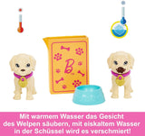 Adopcja Barbie Puppy - lalka i 2 szczenięta, z certyfikatami adopcyjnymi, efektem zmiany koloru, klatką i akcesoriami, dla dzieci w wieku od 3 lat, 86 HKD