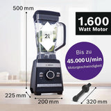 Bosch Mikser stojący Vitaboost MMBH6P6BDE, 6-Klingen-Edelstahlmesser, 2,5 l Tritan-Mixbehälter, Stopfer, 6 programów automatycznych, Rezeptbuch, Bpa-Frei, Einfache Reinigung, 45 000 U/Min, 1600 W, Schwarz Bucatarie Naty Shop
