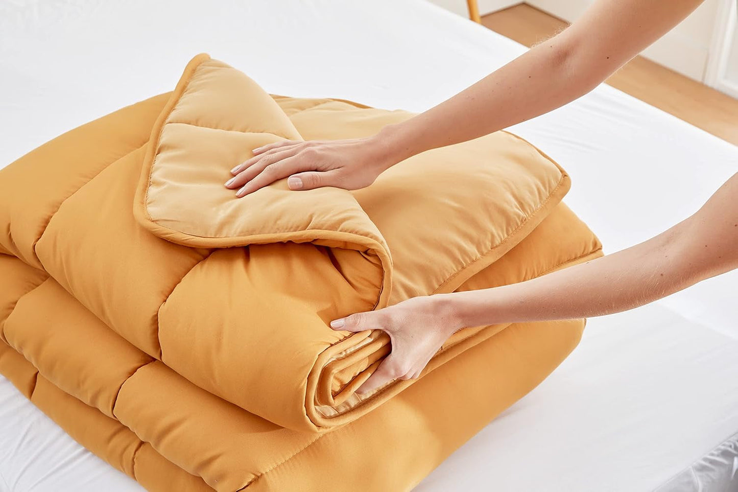 Pikolin Home - Kołderka dwustronna 300 G - wypełnienie bicolor Nordic - do łóżka 100/105 - wygodna, ciepła, oddychająca, zielona, 180 X 220 cm Kołdry i kołdry Naty Shop