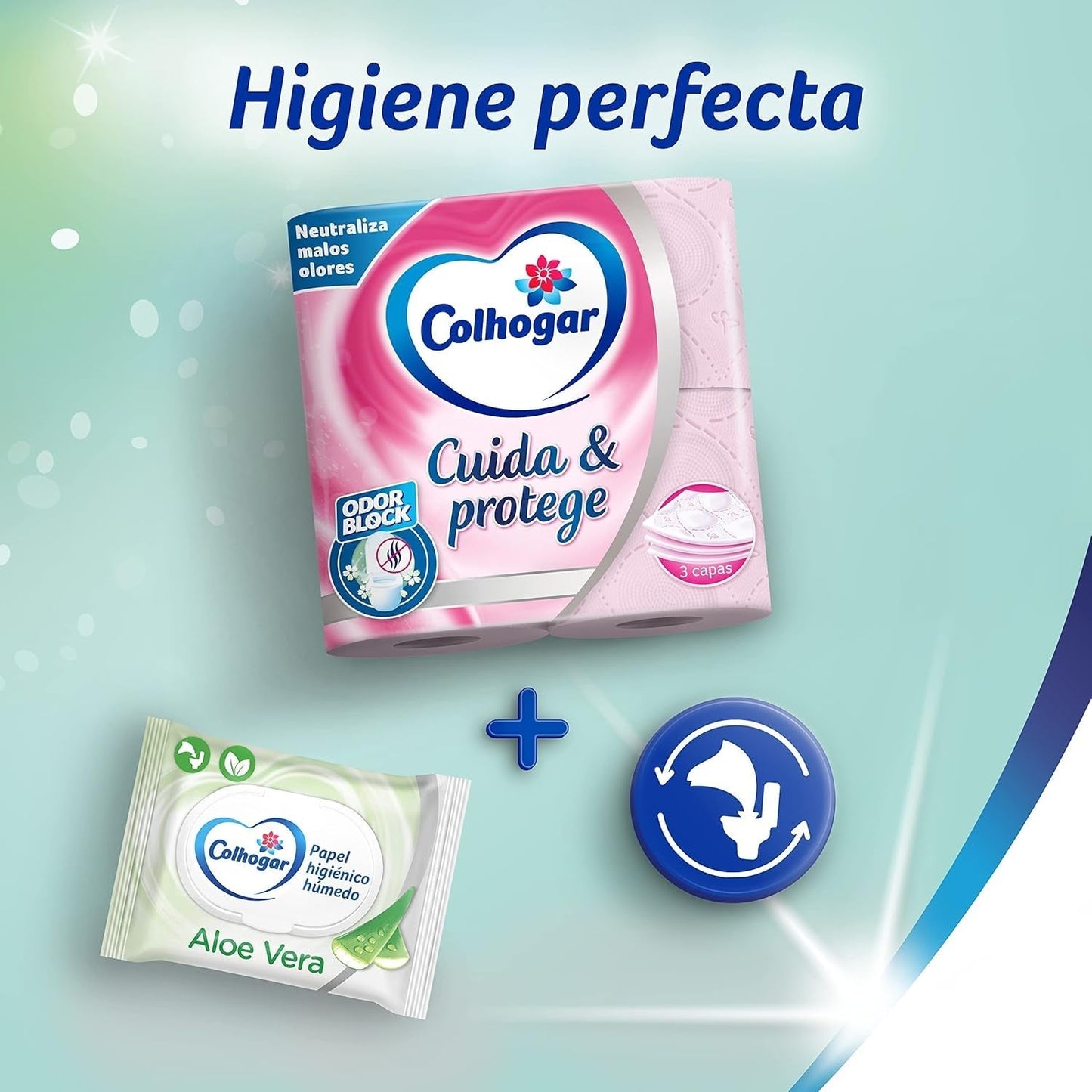Colcasa Care & Protect Papier toaletowy 3 X 12 z technologią blokowania nieprzyjemnych zapachów, neutralizuje nieprzyjemne zapachy, opakowanie 36 rolek, 3-warstwowe, świeżo pachnące różowe rolki