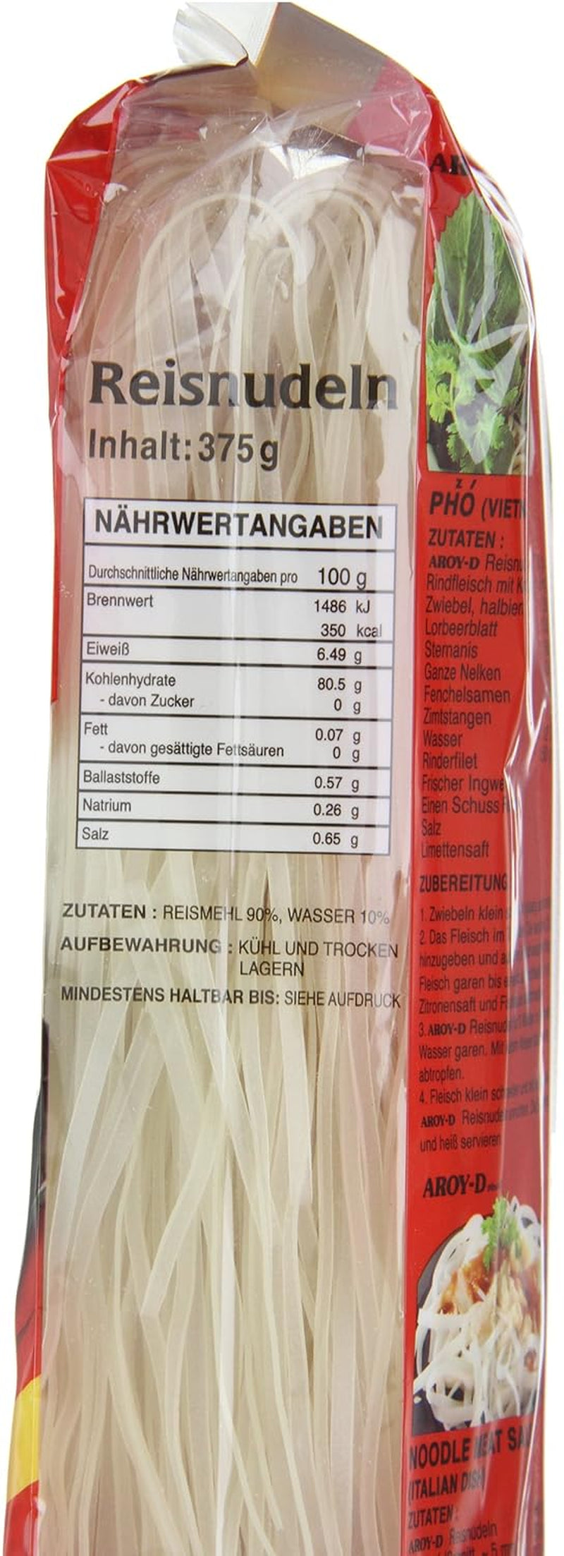 Makaron ryżowy Aroy-D Bezglutenowe opakowania 3 mm (1 opakowanie x 375 g)