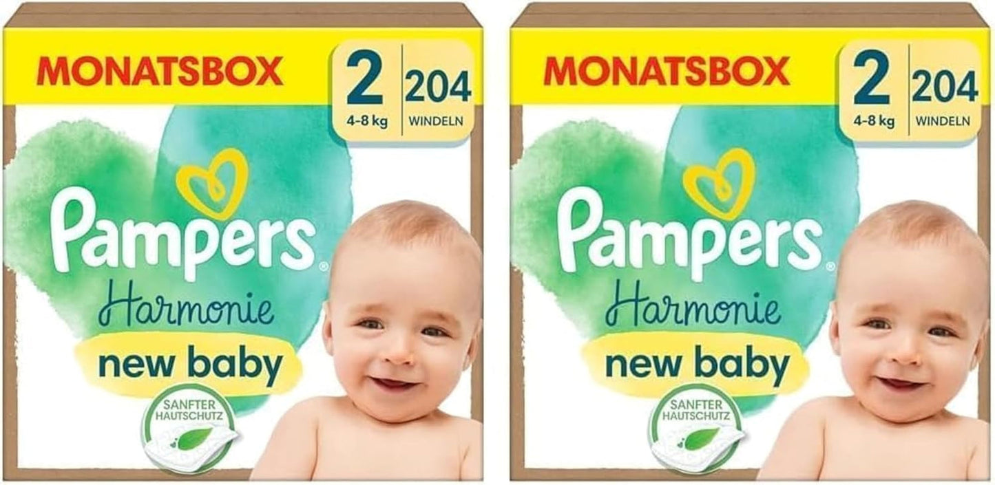 Pieluchy Pampers Harmony rozmiar 1, 180 pieluszek, 2kg-5kg, delikatna ochrona skóry dzięki 100% ochronie Pampers
