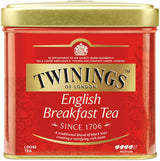 Twinings English Breakfast Tea Herbata czarna sypka w pudełku na herbatę Mocna czarna herbata z wysokiej jakości liści herbaty zbieranych z najlepszych plantacji herbaty na Sri Lance i w Indiach G, neutralna, 100 gramów