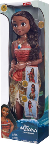 Disney Princess Vaiana, 80 cm duża Spielpuppe von Jakks Pacific, bewegliche Puppe, mit Bürste zum Kämmen ihrer welligen Locken, vom Film inspirowany Kleid, abnehmbare Halskette mit Anhänger
