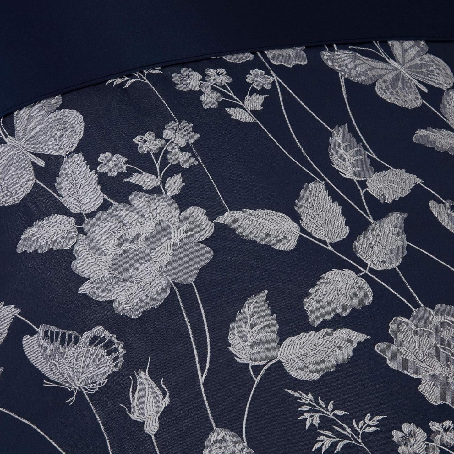Pościel Butterfly Meadow do łóżka typu Super King Size, 100% poliester, granatowe kołdry i kołdry Naty Shop