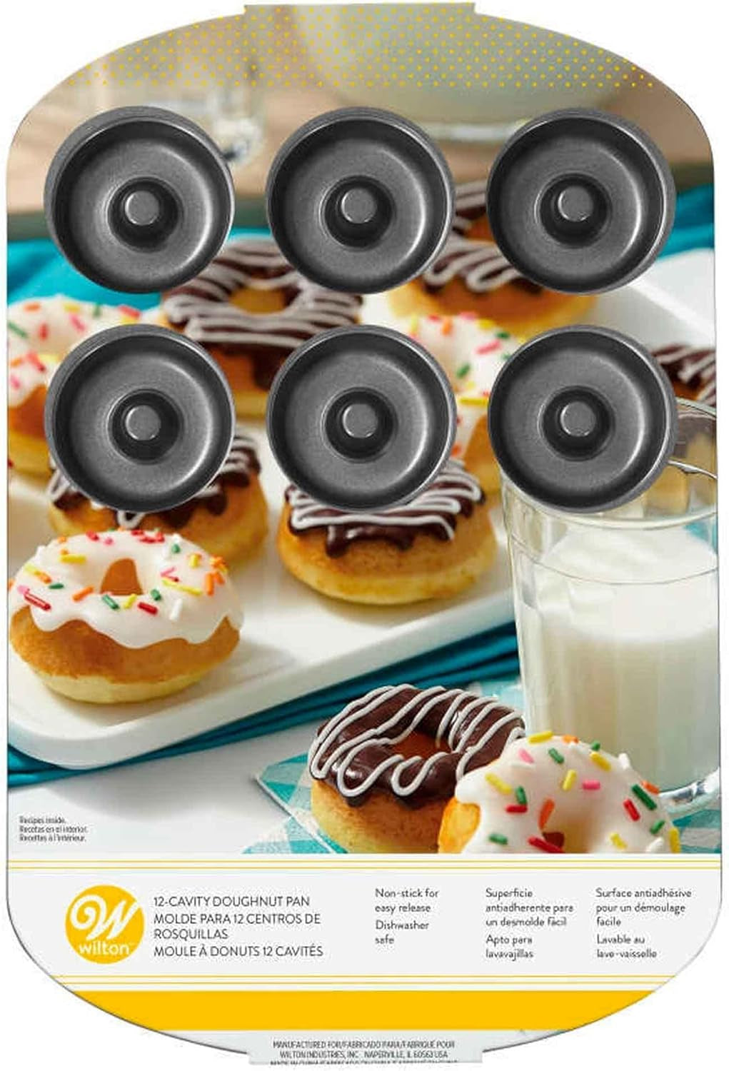 Wilton Donut-Backform Mit 12 Mulden Donutform, Hochwertige Donut Backform Mit Antihaftbeschichtung Für 12 Mini-Donuts, Spülmaschinenfest Formy i blachy do pieczenia Naty Shop