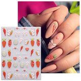 JMEOWIO 6 Blatt 3D Nagelsticker Ostern Nail Art Naklejka Selbstklebend Nagelaufkleber 5D Stereoskopisch Süßer Hase Ei Dekoration Nageldesign Zubehör