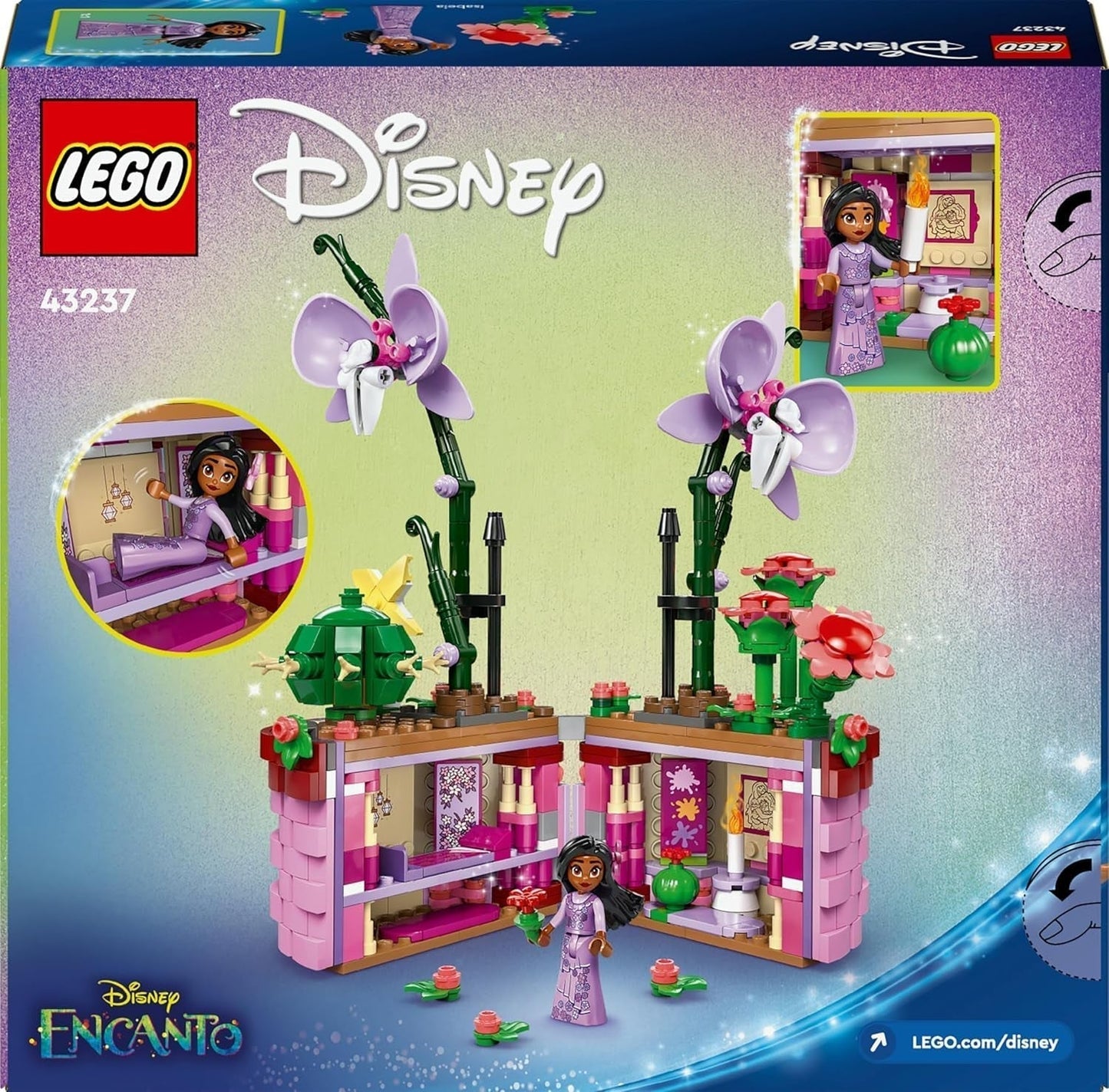 LEGO® Disney Encanto Doniczka Isabelli, zestaw zabawek do budowania dla dzieci, orchidea, dekoracyjny zestaw do budowania z minilaleczką z postaciami filmowymi, pomysł na prezent dla dziewcząt i chłopców od 9 lat 43237 Zestawy do budowania Szukaj sklepu LEGO
