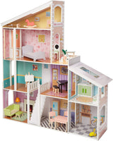 Amazon Basics 4-poziomowy drewniany domek dla lalek i akcesoria meblowe dla lalek 12" Naty Shop Domki dla lalek