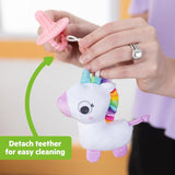 Bright Starts SootheMate Plush Pacifier, Unicorn - Odpinany smoczek w kształcie smoczka dla noworodków i starszych dzieci