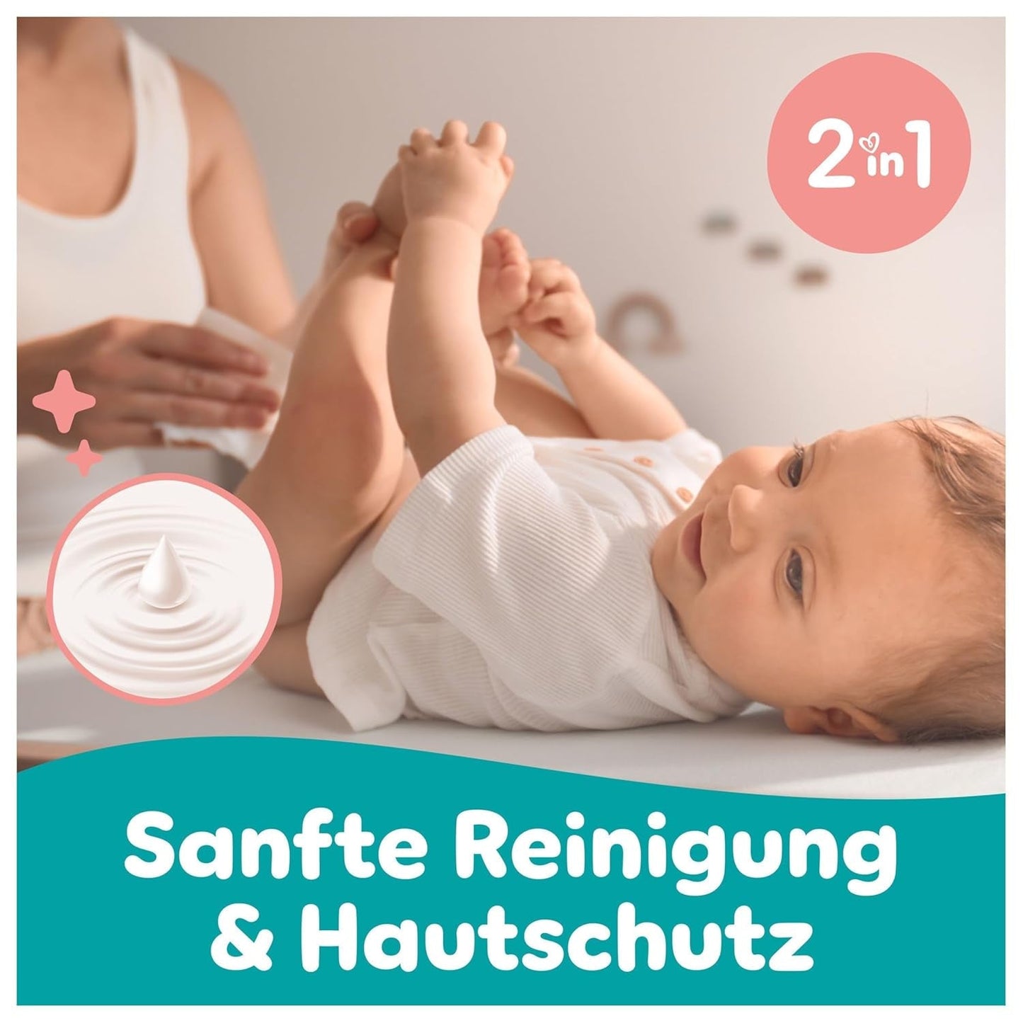 Chusteczki nawilżane Pampers Sensitive, 6 opakowań po 80 chusteczek = 480 chusteczek, bezzapachowe, do delikatnego i delikatnego czyszczenia