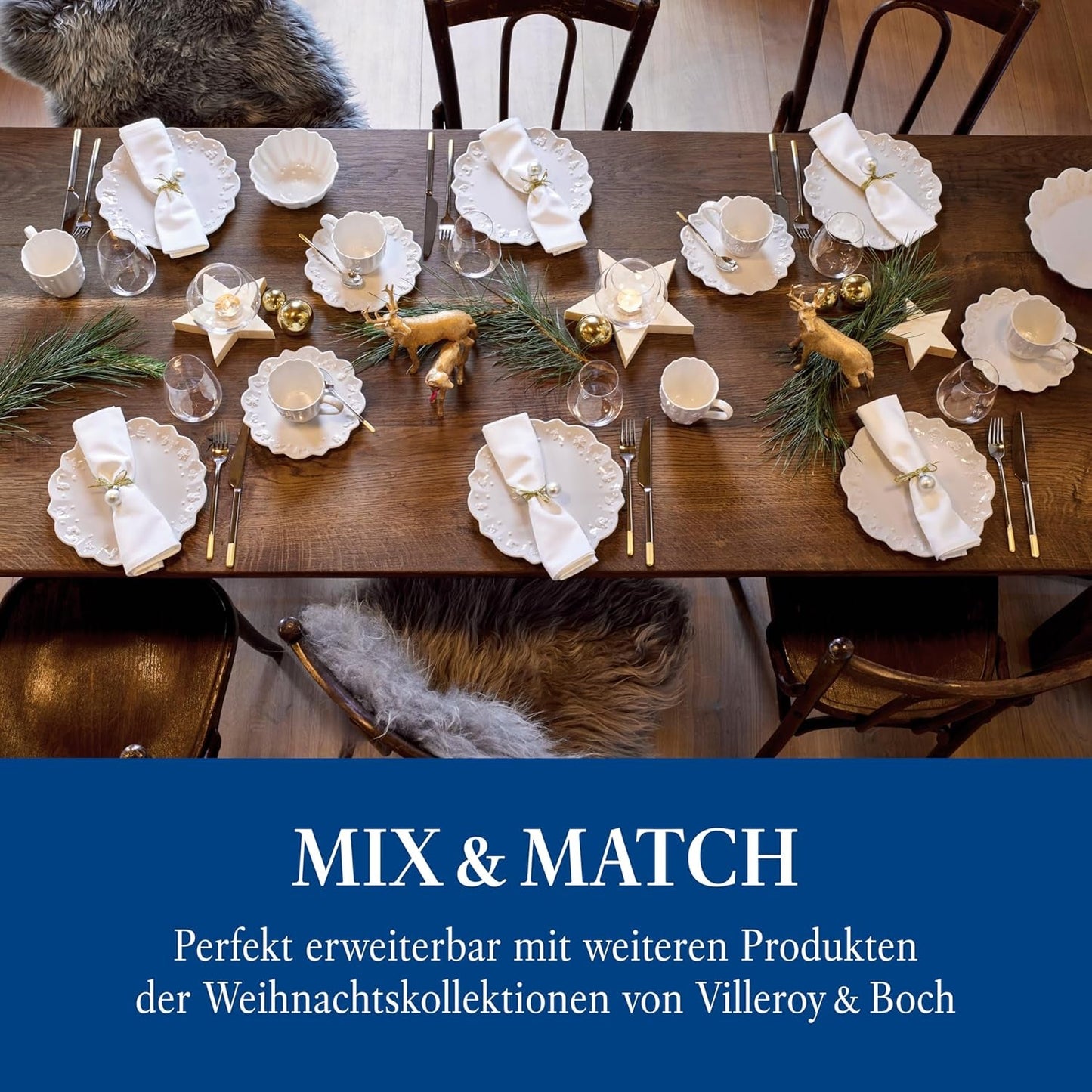Villeroy & Boch Toy's Delight Royal Classic 8-częściowy zestaw naczyń obiadowych, można myć w zmywarce i używać w kuchence mikrofalowej, biały, talerze, zestaw naczyń obiadowych dla 4 osób, zastawa bożonarodzeniowa, zabawki, porcelana premium