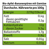 FRECHE FREUNDE Ekologiczne woreczki do wyciskania z jabłkami, bananami, szpinakiem i ogórkiem, puree owocowe i warzywa w wyciskanym woreczku dla dzieci od 6. miesiąca życia, wegańskie, opakowanie 6 szt. (6 x 100 g)