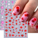 JMEOWIO Nagelsticker Blume 9 Blatt Nail Art Naklejka Selbstklebend Nagelaufkleber Frühling Letnia dekoracja kwiatowa Nageldesign Zubehör