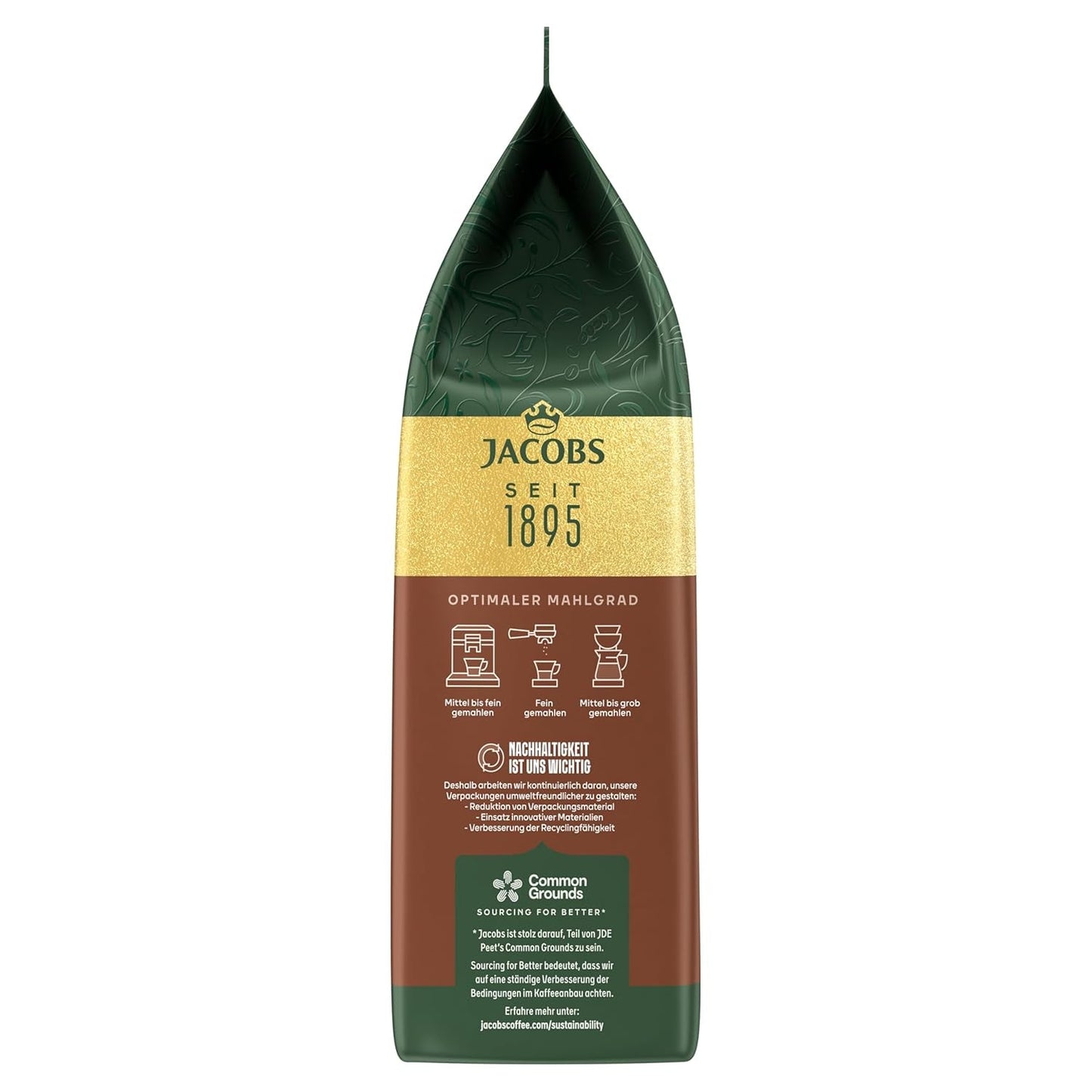 Jacobs Kaffeebohnen Café Crema Intense, intensywny z Kakao- & Nussnote, geröstet w Bremie, Intensität 7/10, Kaffee ganze Bohnen, 1 kg