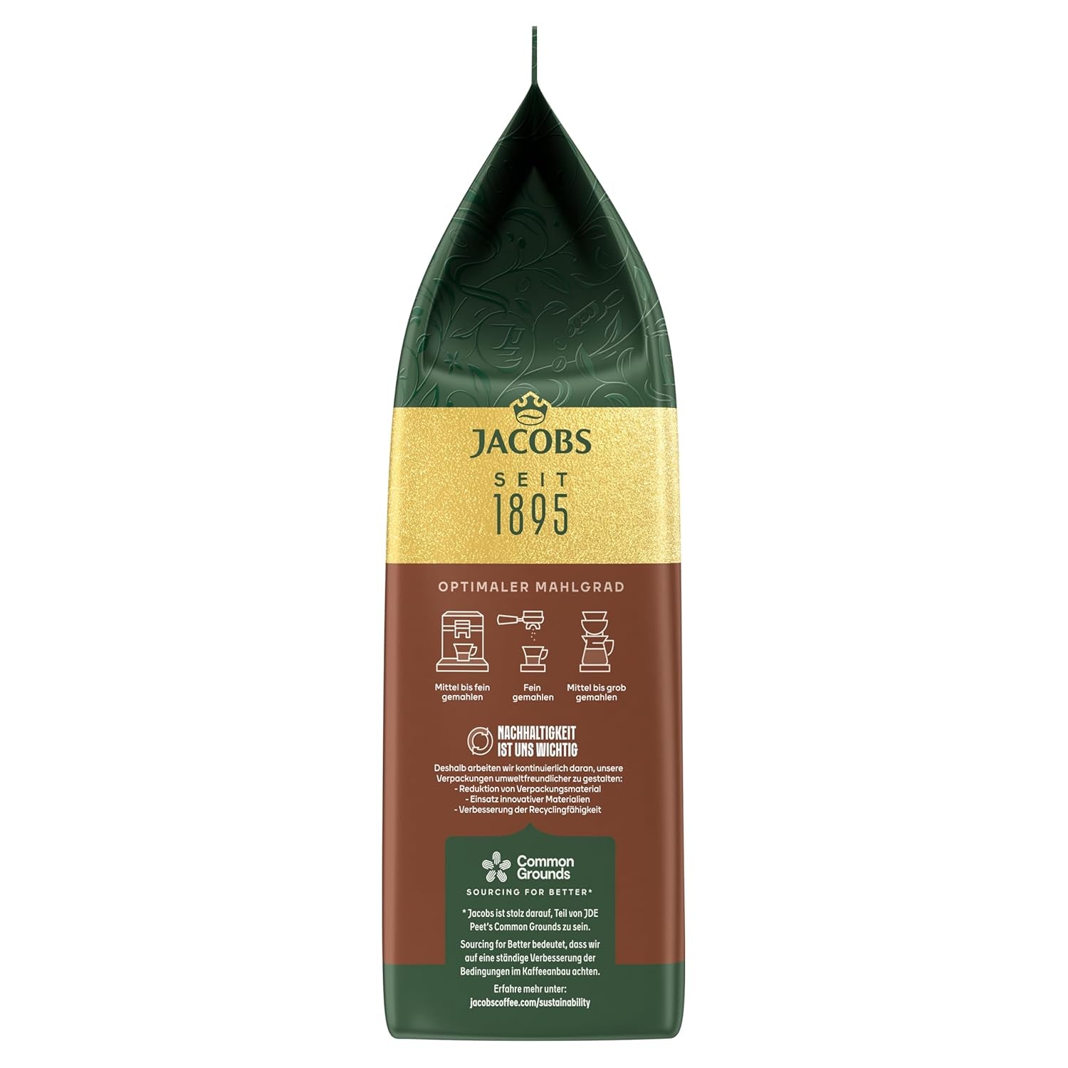 Jacobs Kaffeebohnen Café Crema Intense, intensywny z Kakao- & Nussnote, geröstet w Bremie, Intensität 7/10, Kaffee ganze Bohnen, 1 kg