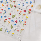 JMEOWIO 3D Nagelsticker Bunte Blumen Nail Art Naklejka Selbstklebend Nagelaufkleber 5D Stereoskopisch Frühlings Sommer Blumen Dekoration Nageldesign Zubehör 2 Blatt