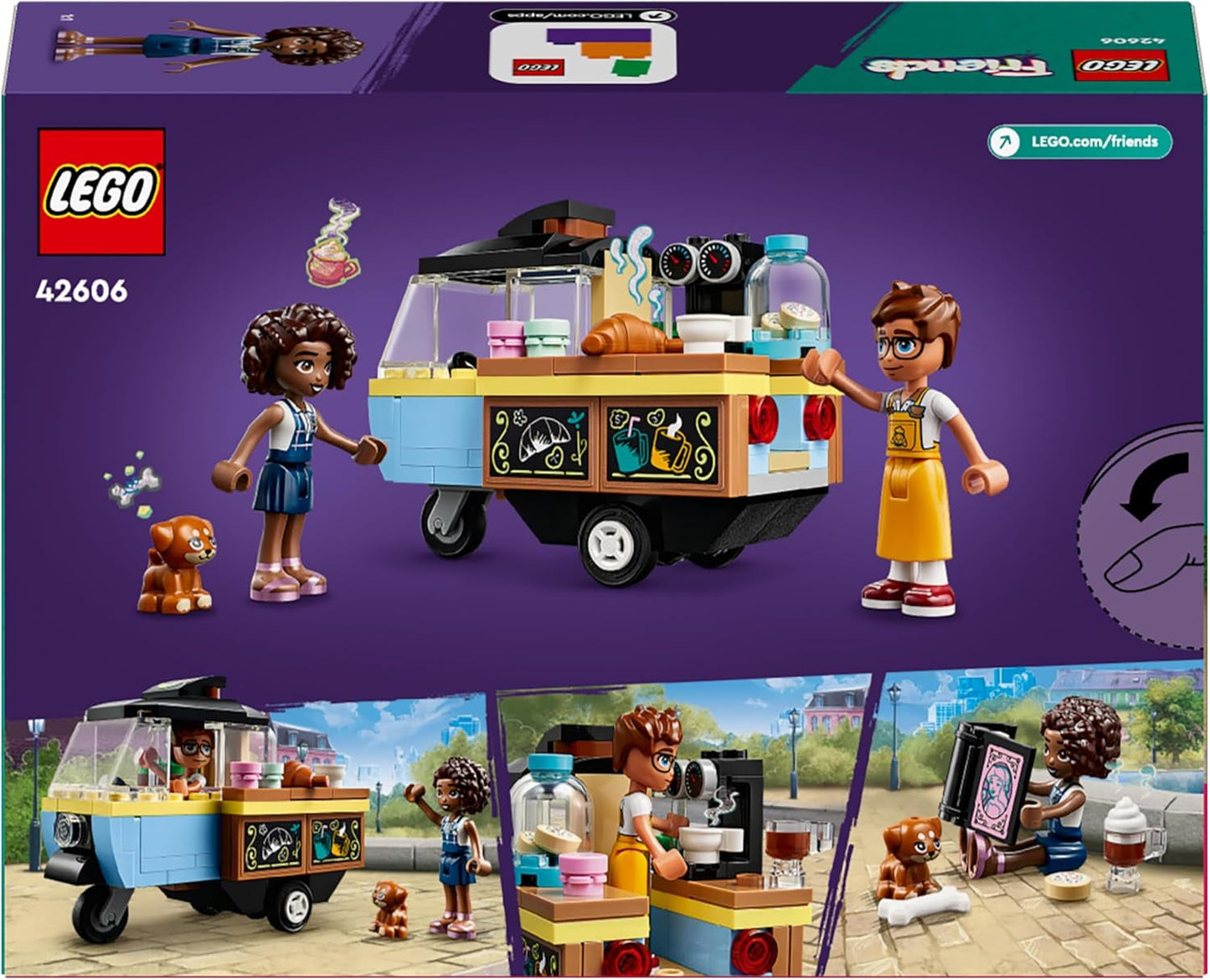 LEGO Friends Mała zabawka do pieczenia na kółkach dla dzieci, prezent dla dziewcząt i chłopców w wieku 6 lat, zabawka edukacyjna z psami Aliyą, Julesem i Airą 42606 Zestawy do budowania Beuche den LEGO-Store
