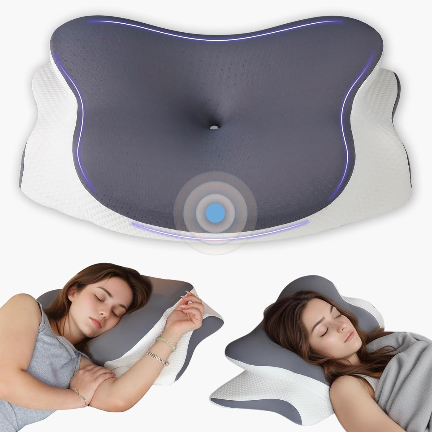 Poduszka pod szyję Ortopedyczna poduszka pod głowę Poduszka z pianki memory Poduszka boczna - ergonomiczna konstrukcja Pusty kształt na uderzenia boczne, grzbietowe i brzuszne Jasnoszare Poduszki ortopedyczne szyjki macicy Naty Shop Ciemnoszary 66X40X14Cm