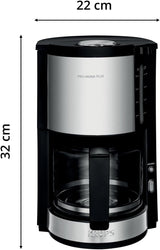 Ekspres do kawy Krups KM3210 Pro Aroma Plus, 10 filiżanek, 1,25 l, utrzymywanie ciepła przez 30 minut, widoczne okienko poziomu wody, system zapobiegający kapaniu, czarny z aplikacjami ze stali nierdzewnej