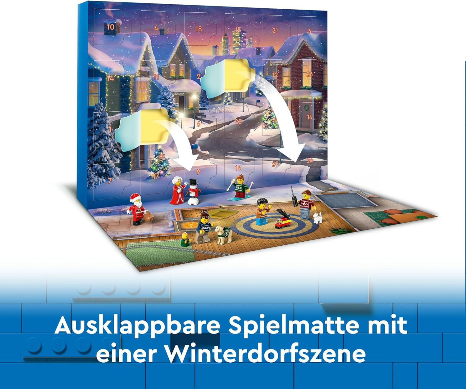 LEGO City Kalendarz adwentowy 2024, prezent adwentowy dla dzieci od 5 lat, 24 niespodzianki, minifigurki w świątecznych kombinezonach, Święty Mikołaj i Pani Święty Mikołaj, prezent na Boże Narodzenie 60436 Zestawy do budowania Besuche den LEGO-Store