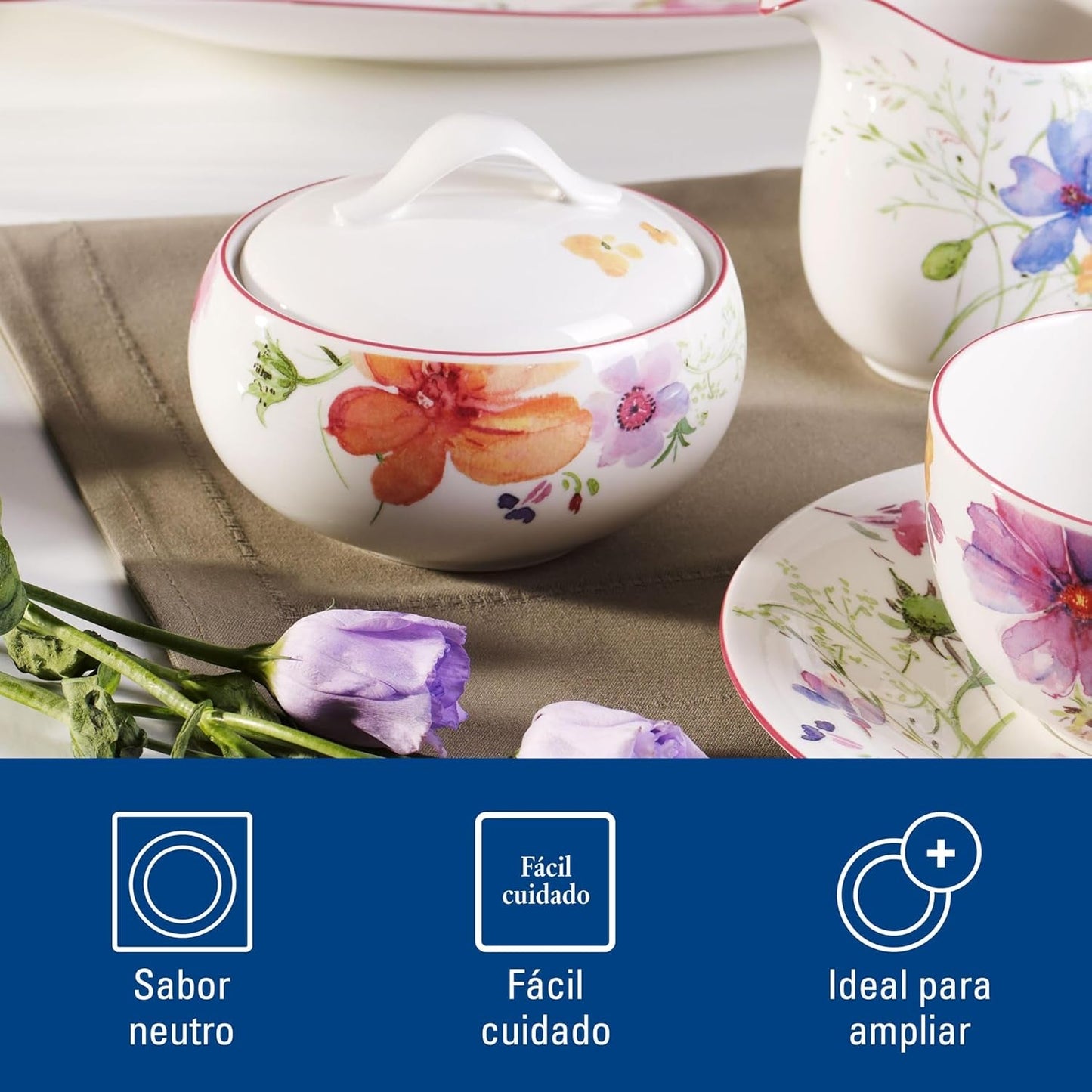 Villeroy & Boch - Cukiernica Mariefleur, różne kolory, można myć w zmywarce, można używać w kuchence mikrofalowej, cukiernica z pokrywką, cukiernica, przechowywanie, akcesoria do kawy, kwiatowa zastawa stołowa, porcelana Premium
