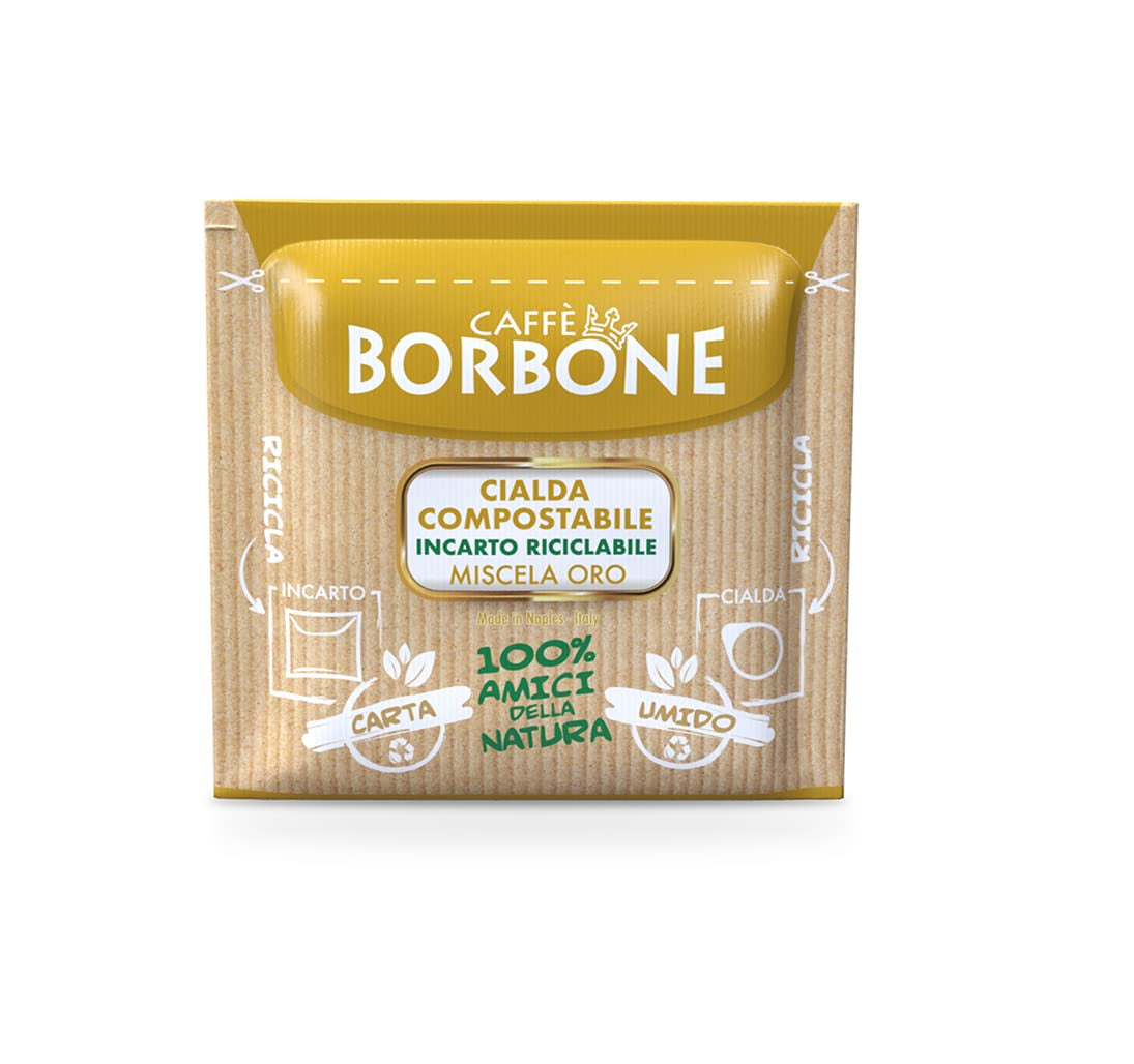 Caffè Borbone Kompostierbare Kaffeepads, Gold-Kaffeemischung - 100 podkładek - Kompatybilne z papierowymi podkładkami ESE System 44 mm