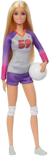 Barbie Made to Move – lalka siatkarka z koszulką i piłką – 22 przeguby do realistycznej zabawy, zawiera strój do siatkówki i sportową, HKT72 Naty Shop Modern Dolls