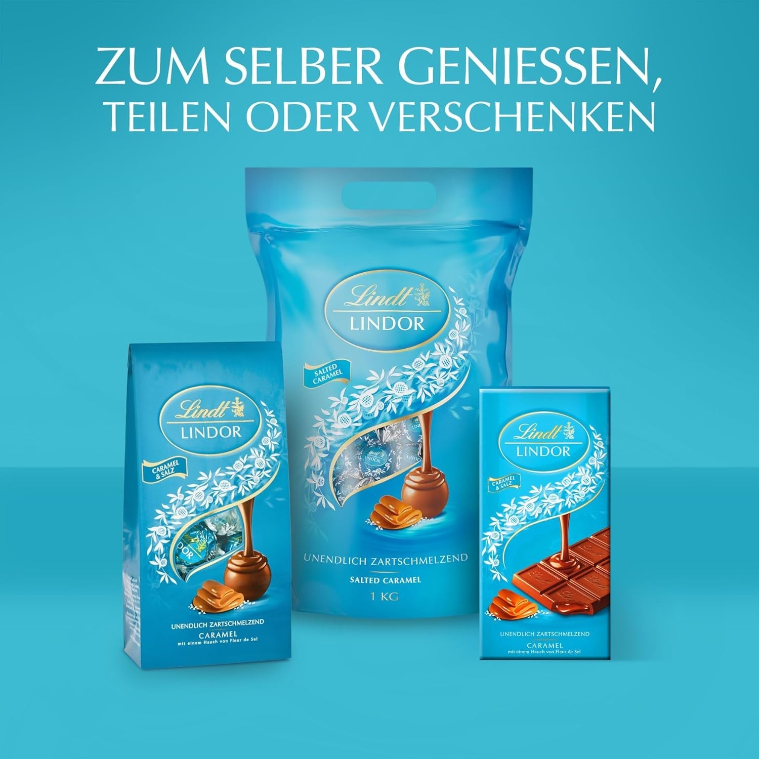 Czekolada Lindta | LINDOR Kornet Solony Karmel | 500g | 38 Kulek z mlecznej czekolady z nadzieniem solonym karmelem | Prezent Czekoladowy