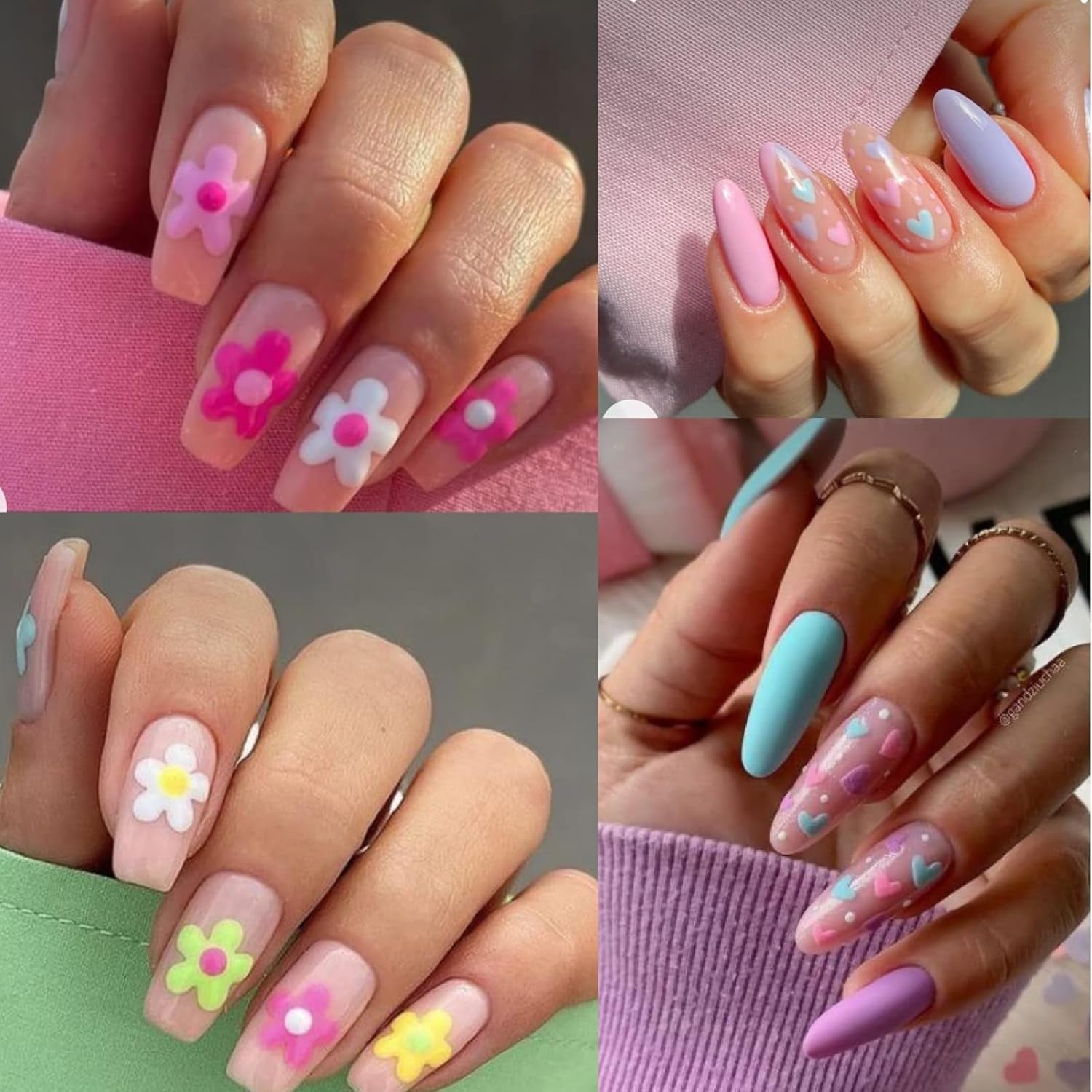 Zestaw Nagelsticker Für Einzigartiges Nageldesign, 4 Blatt Frühlingsthemen Nail Art Zubehör, Perfekt Für 3D Gel Nägel i paski żelowe UV