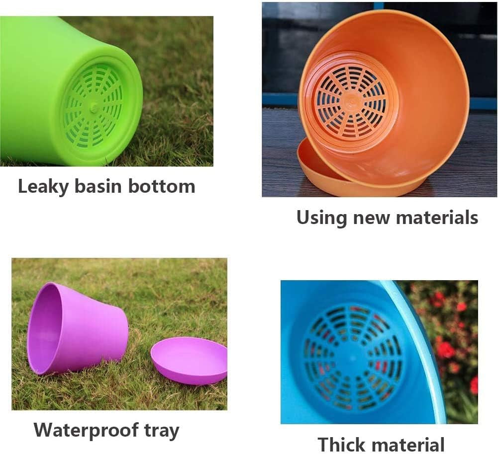 Duże plastikowe doniczki ze spodkami o średnicy 20 cm, białe samonawadniające się doniczki ze spodkami, plastikowe doniczki do sadzonek, pogrubione doniczki do sadzenia wewnątrz i na zewnątrz (6 sztuk)