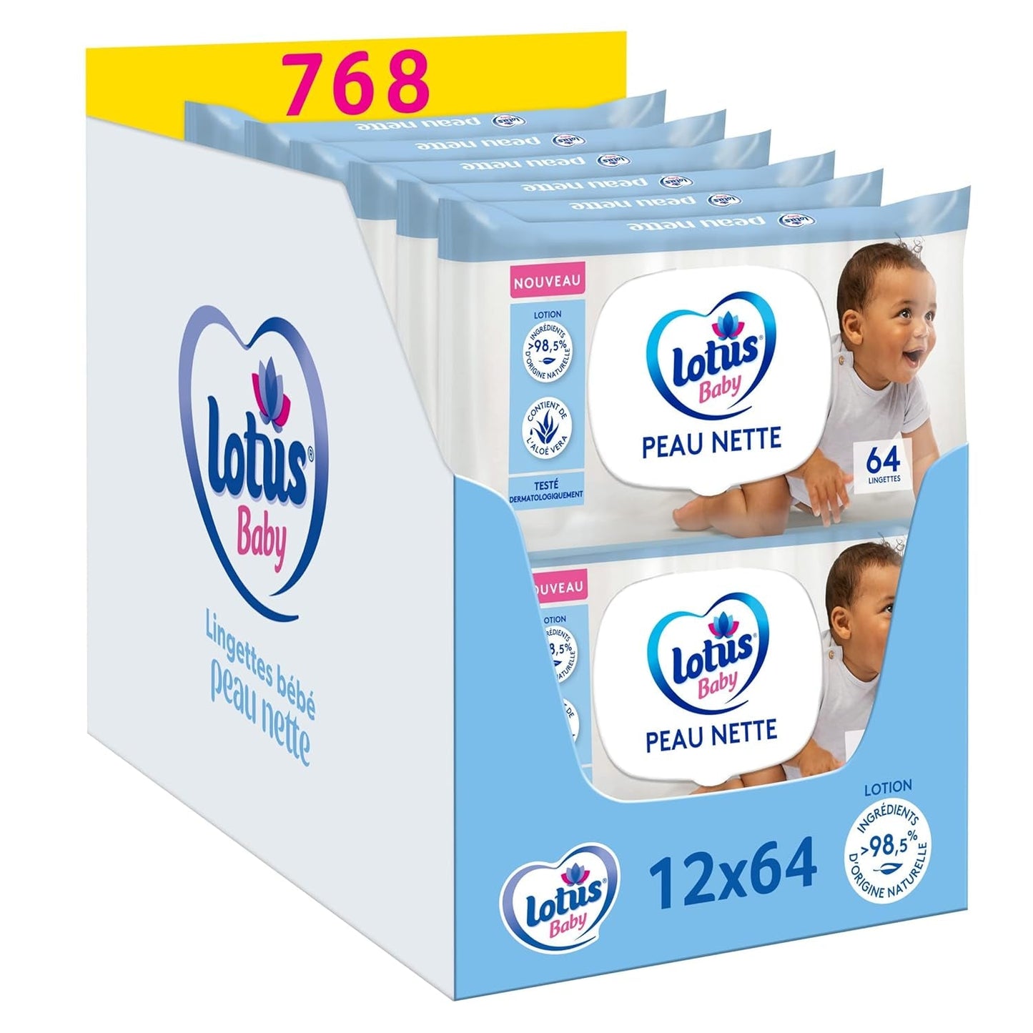 Chusteczki Skin Nice Baby - 768 chusteczek (12 x 64 sztuki) - hipoalergiczne i testowane dermatologicznie