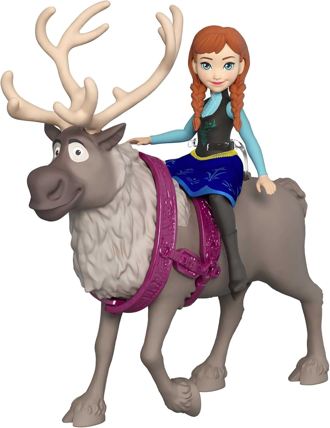 Mattel DISNEY Królowa Lodu Anna i Sven Lalka i figurka zwierzęcia, inspirowana animowanymi postaciami, ruchome kończyny, odpinana spódnica i peleryna, dla dzieci w wieku od 3 lat i więcej, HLX03 Lalki Naty Shop