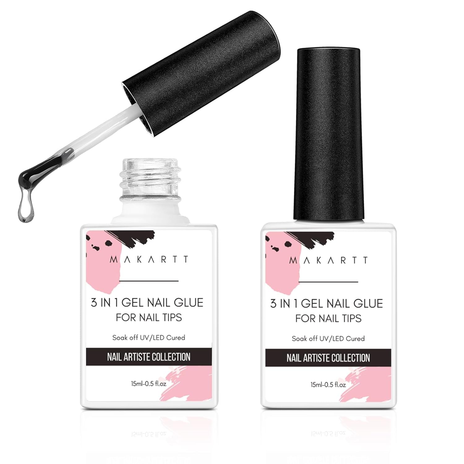Makartt 3D Nail Art Gel - Żel do klejenia kryształków górskich 15G do breloczków do paznokci, Wielofunkcyjny żel do rzeźbienia paznokci do samodzielnego projektowania paznokci, Rzeźba paznokci Modelowanie paznokci w domu (przezroczysty)