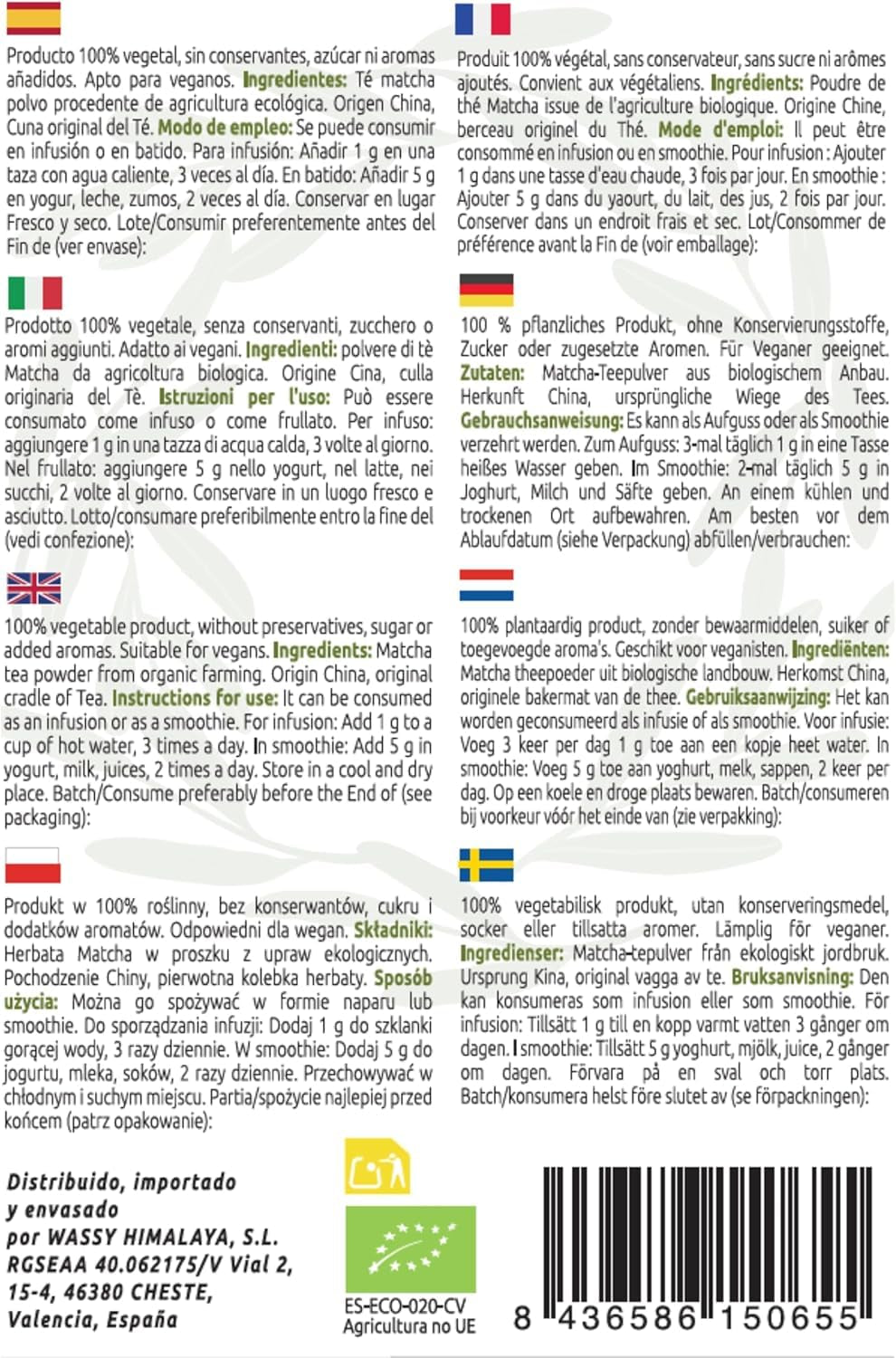 Japońska herbata Matcha, najwyższej jakości, w proszku. 100% naturalne. Reduktor zielonej herbaty, silny detoksykator i przeciwutleniacz. Matcha czysto uprawiana - Pochodzenie: Japonia (100 g)