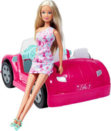 Simba Steffi Love Beach Car Lalka w fajnym letnim stroju z wózkiem plażowym 29 cm, wiek 3+