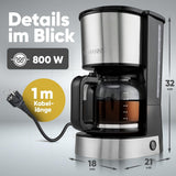 Ekspres do kawy espresso z filtrem Bomann® | na 12-14 filiżanek | Ekspres do kawy z filtrem | Koperta ze stali nierdzewnej | Ochrona przed kapaniem | Ekspres | Ekspres do kawy z filtrem | 800W | KA 6071 CB