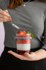 Kilner słoik śniadaniowy z łyżeczką / 350 ml, Ø 9,5 cm / 5 sztuk | Kubek do musli na wynos / nietoksyczny / szklany pojemnik z pokrywką na musli, owsiankę i jogurt / pojemnik na płatki owsiane Naty Shop Pudełka do przechowywania żywności