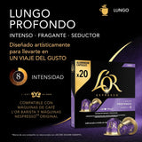 L'OR Espresso Koffiecups Lungo Profondo (200 kapsułek Lungo Koffie, Gesicht voor Nespresso* Koffiemachines, Intensywność 08/12, 100% Arabica Koffie, UTZ Gecertificeerd), 10 x 20 filiżanek