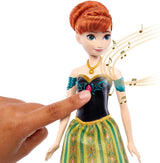 Mattel Disney Frozen Singing Anna Doll - 30-sekundowy fragment piosenki, klasyczny strój zamkowy, odpinana miękka spódnica, czesane włosy, dla dzieci w wieku 3+, wersja niemiecka, HMG41