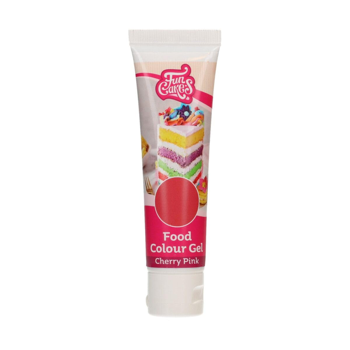 Funcakes Cherry Pink Gel Barwnik spożywczy: Wysoce skoncentrowany barwnik spożywczy do ciast, śmietany, kremówki, marcepanu, ciastek, łatwe dozowanie, pojedyncze krople dla uzyskania żywych kolorów, Halal, 30g