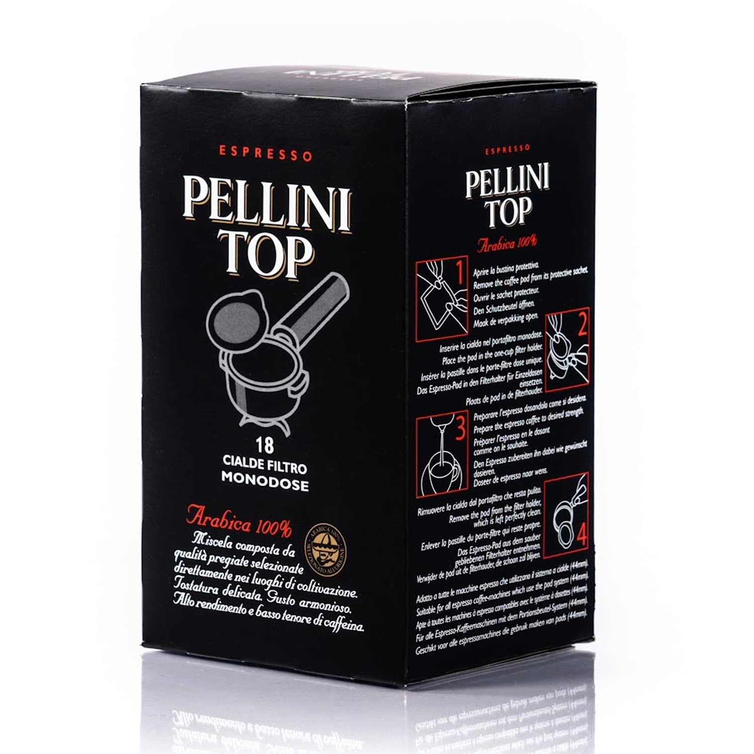 Pellini Caffè, Espresso Pellini Top 100% Arabica - 6 opakowań z 18 saszetkami (6x126 g, łącznie 108 saszetek)