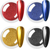 Chrom Nagel Pulver 4 Farben Irisierendes Aurora Pulver Metallic Spiegel Effekt Pigment Perłowy Meerjungfrau Glitter Einhorn Glitter Für Żel Polski Nail Art Dekoration-Purpurgrüner Jadeit