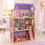 Drewniany domek dla lalek KidKraft Kayla z meblami i akcesoriami, 3-poziomowy zestaw dla lalki 30 cm, zabawka dla dzieci w wieku od 3 lat, 65092 — wyłącznie na Amazon